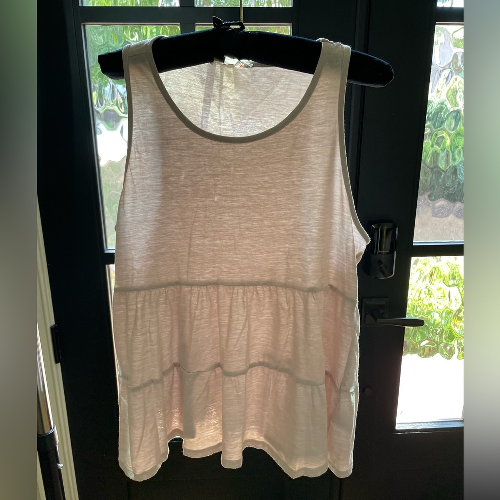 Pink Republic babydoll tank size L natural cream heathered color